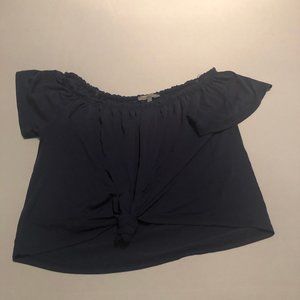 Off-the-Shoulder Front Knot Shirt